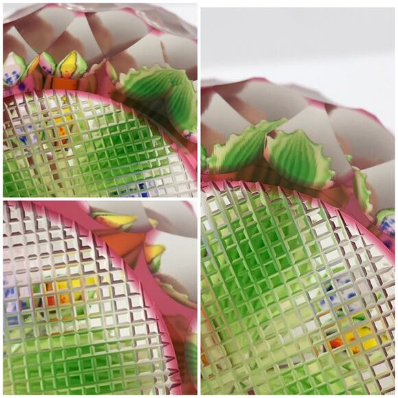 Perthshire 1994G Overlay Bouquet Lampwork Flower Geometric Faceting Paperweight - Picture 12 of 16